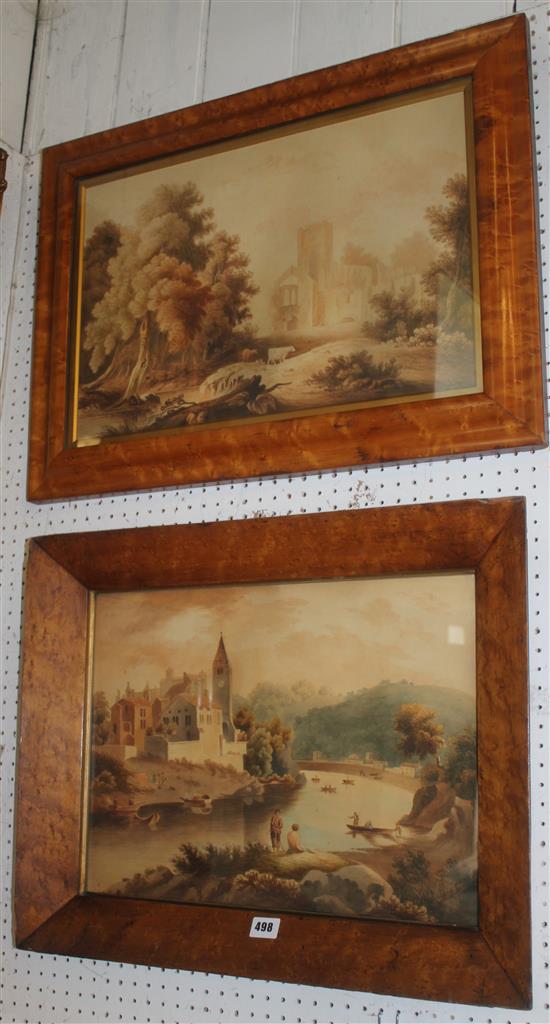 English School c.1830, two watercolours, European landscapes and figures